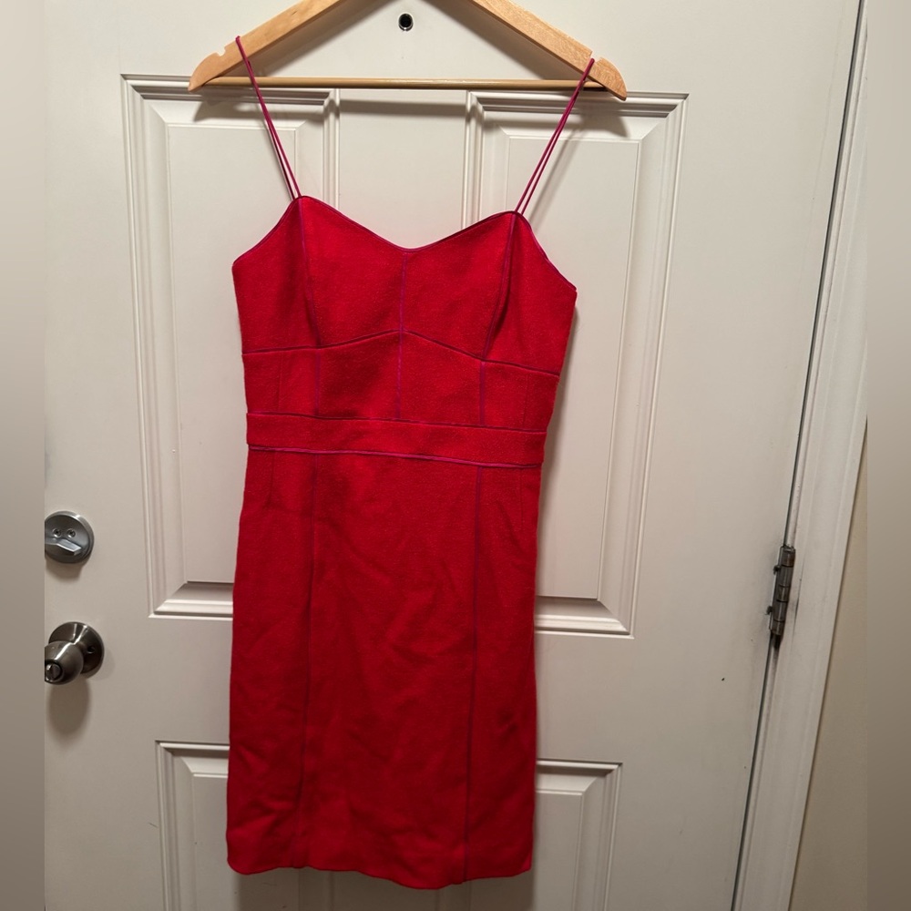 Banana Republic red with pink piping trim wool dress size 4
